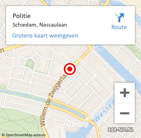 Locatie op kaart van de 112 melding: Politie Schiedam, Nassaulaan op 2 februari 2019 21:57
