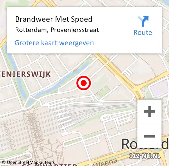 Locatie op kaart van de 112 melding: Brandweer Met Spoed Naar Rotterdam, Proveniersstraat op 2 februari 2019 23:51