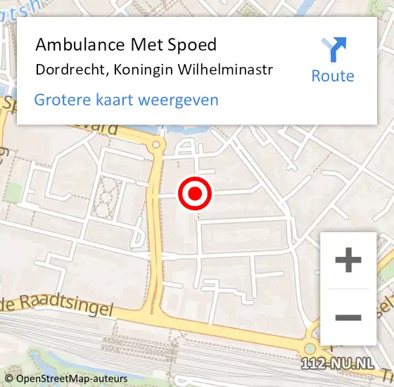 Locatie op kaart van de 112 melding: Ambulance Met Spoed Naar Dordrecht, Koningin Wilhelminastr op 3 februari 2019 00:13