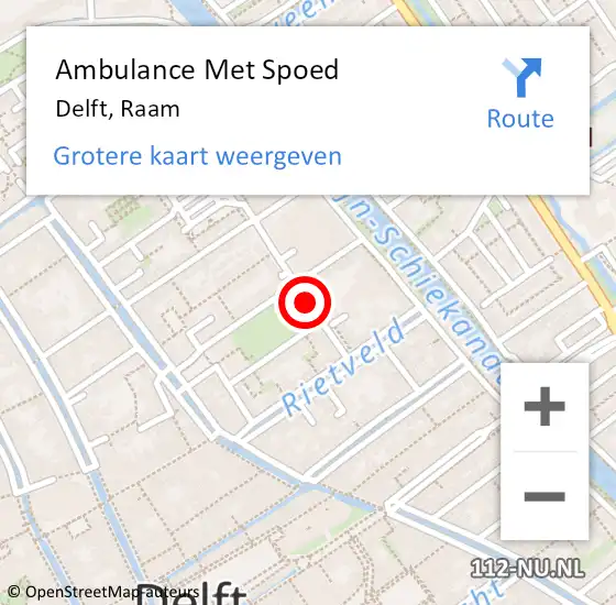 Locatie op kaart van de 112 melding: Ambulance Met Spoed Naar Delft, Raam op 3 februari 2019 03:44
