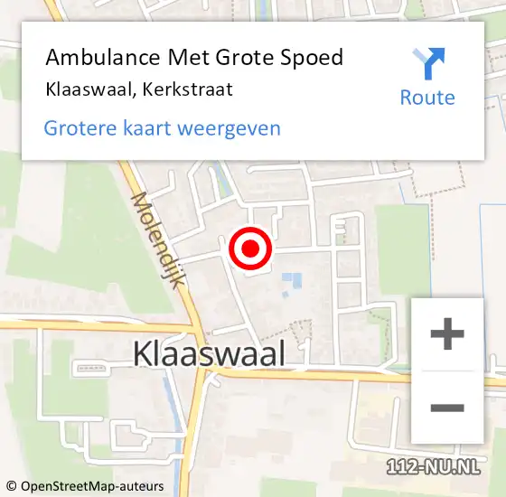 Locatie op kaart van de 112 melding: Ambulance Met Grote Spoed Naar Klaaswaal, Kerkstraat op 3 februari 2019 09:22