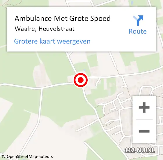 Locatie op kaart van de 112 melding: Ambulance Met Grote Spoed Naar Waalre, Heuvelstraat op 3 februari 2019 10:37