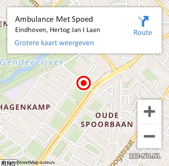 Locatie op kaart van de 112 melding: Ambulance Met Spoed Naar Eindhoven, Hertog Jan I Laan op 3 februari 2019 12:57