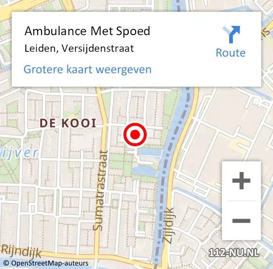 Locatie op kaart van de 112 melding: Ambulance Met Spoed Naar Leiden, Versijdenstraat op 3 februari 2019 15:03