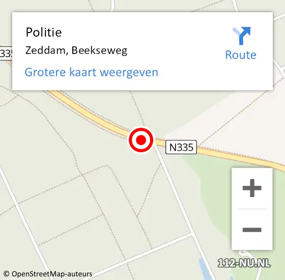 Locatie op kaart van de 112 melding: Politie Zeddam, Beekseweg op 3 februari 2019 17:11