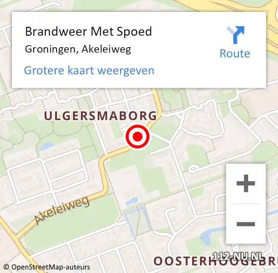 Locatie op kaart van de 112 melding: Brandweer Met Spoed Naar Groningen, Akeleiweg op 3 februari 2019 18:52