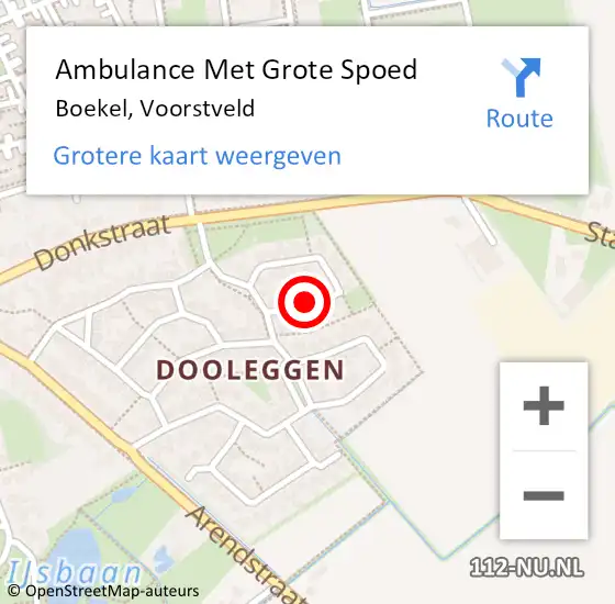 Locatie op kaart van de 112 melding: Ambulance Met Grote Spoed Naar Boekel, Voorstveld op 3 februari 2019 23:23