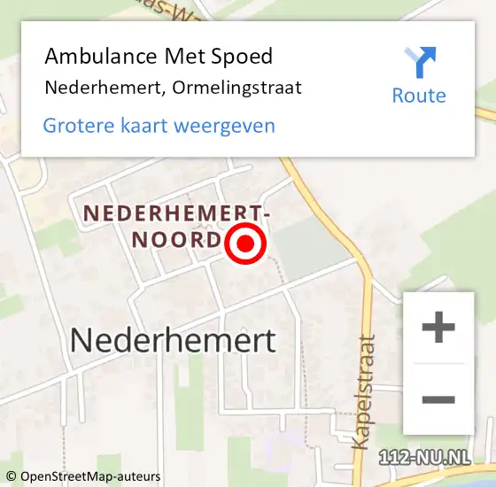 Locatie op kaart van de 112 melding: Ambulance Met Spoed Naar Nederhemert, Ormelingstraat op 4 februari 2019 00:04