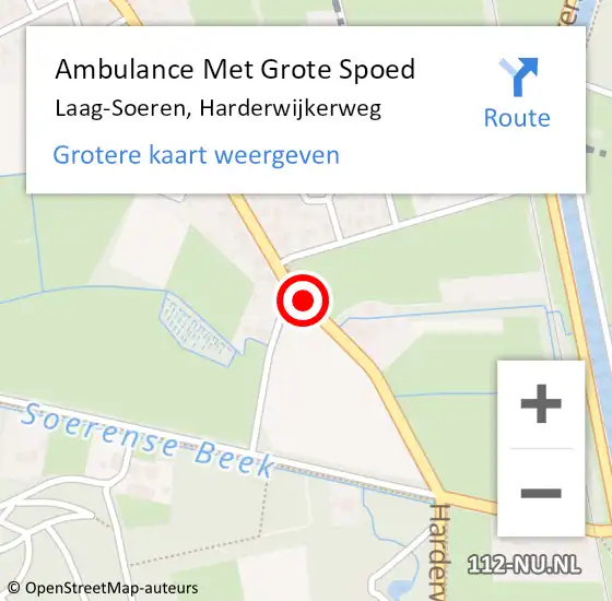 Locatie op kaart van de 112 melding: Ambulance Met Grote Spoed Naar Laag-Soeren, Harderwijkerweg op 4 februari 2019 06:08