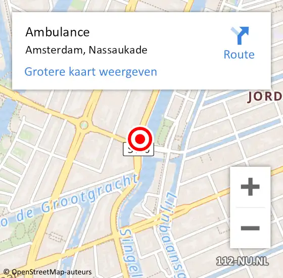 Locatie op kaart van de 112 melding: Ambulance Amsterdam, Nassaukade op 4 februari 2019 13:33