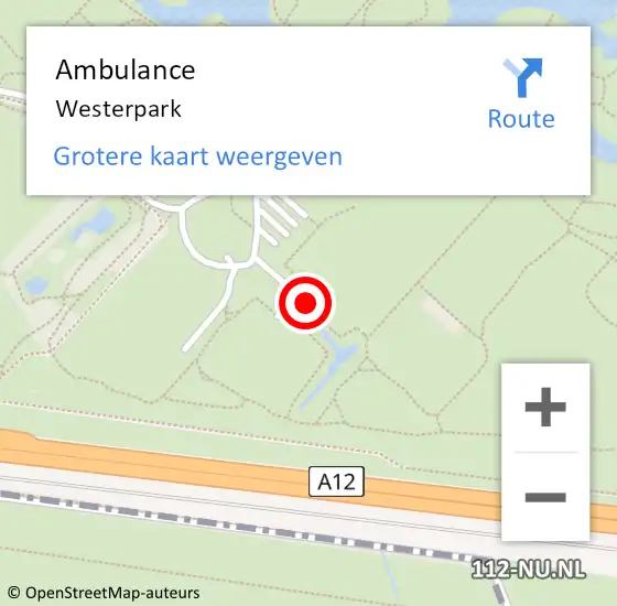 Locatie op kaart van de 112 melding: Ambulance Westerpark op 4 februari 2019 13:58