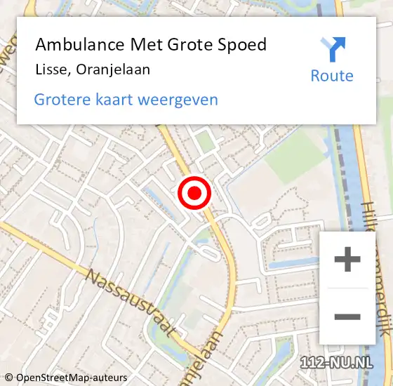 Locatie op kaart van de 112 melding: Ambulance Met Grote Spoed Naar Lisse, Oranjelaan op 4 februari 2019 14:36