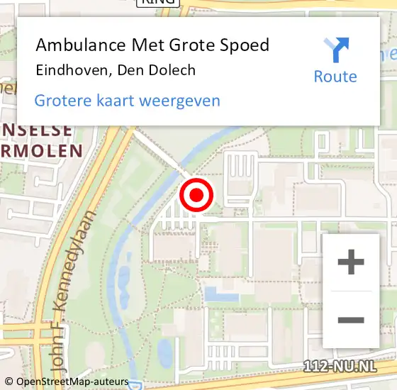 Locatie op kaart van de 112 melding: Ambulance Met Grote Spoed Naar Eindhoven, Den Dolech op 4 februari 2019 15:06