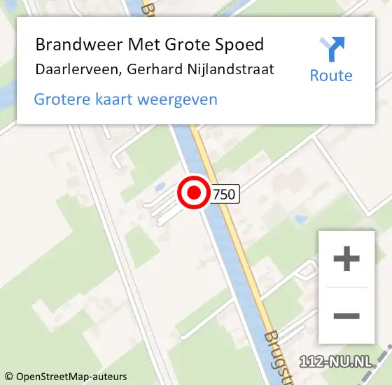 Locatie op kaart van de 112 melding: Brandweer Met Grote Spoed Naar Daarlerveen, Gerhard Nijlandstraat op 5 februari 2019 00:50