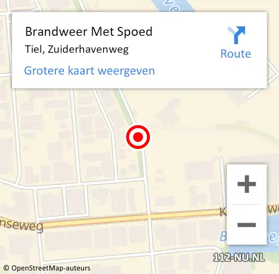 Locatie op kaart van de 112 melding: Brandweer Met Spoed Naar Tiel, Zuiderhavenweg op 5 februari 2019 15:59