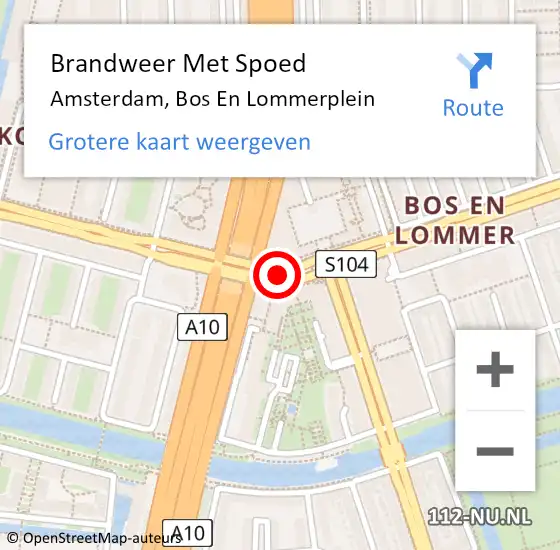 Locatie op kaart van de 112 melding: Brandweer Met Spoed Naar Amsterdam, Bos En Lommerplein op 6 februari 2019 07:27