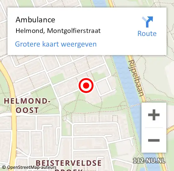 Locatie op kaart van de 112 melding: Ambulance Helmond, Montgolfierstraat op 6 februari 2019 11:11