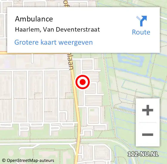 Locatie op kaart van de 112 melding: Ambulance Haarlem, Van Deventerstraat op 6 februari 2019 13:50
