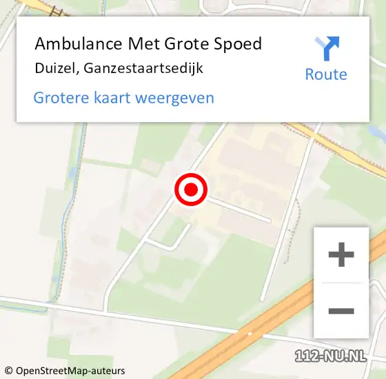 Locatie op kaart van de 112 melding: Ambulance Met Grote Spoed Naar Duizel, Ganzestaartsedijk op 6 februari 2019 15:25