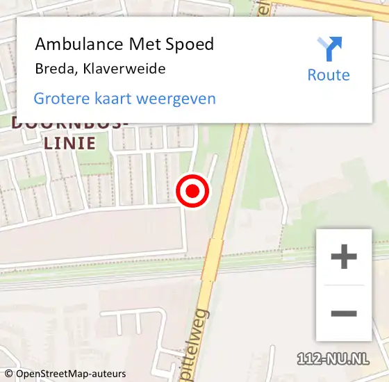 Locatie op kaart van de 112 melding: Ambulance Met Spoed Naar Breda, Klaverweide op 6 februari 2019 16:34