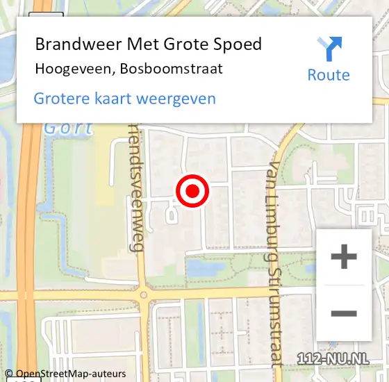 Locatie op kaart van de 112 melding: Brandweer Met Grote Spoed Naar Hoogeveen, Bosboomstraat op 6 februari 2019 19:26