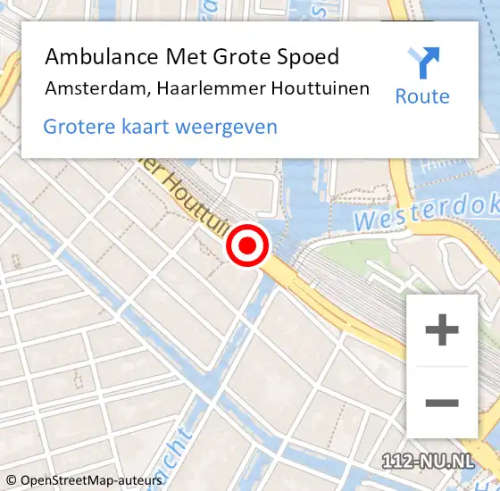 Locatie op kaart van de 112 melding: Ambulance Met Grote Spoed Naar Amsterdam, Haarlemmer Houttuinen op 7 februari 2019 08:10