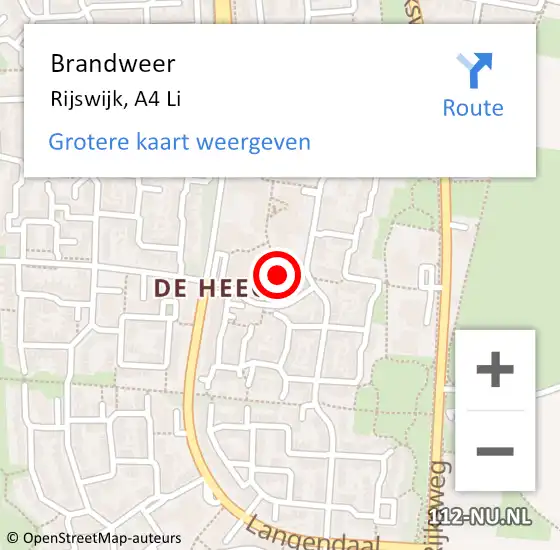 Locatie op kaart van de 112 melding: Brandweer Rijswijk, A13 Li hectometerpaal: 5,7 op 7 februari 2019 15:57