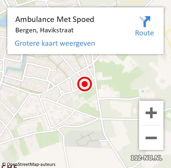 Locatie op kaart van de 112 melding: Ambulance Met Spoed Naar Bergen, Havikstraat op 7 februari 2019 18:35