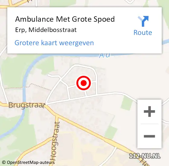 Locatie op kaart van de 112 melding: Ambulance Met Grote Spoed Naar Erp, Middelbosstraat op 8 februari 2019 08:34