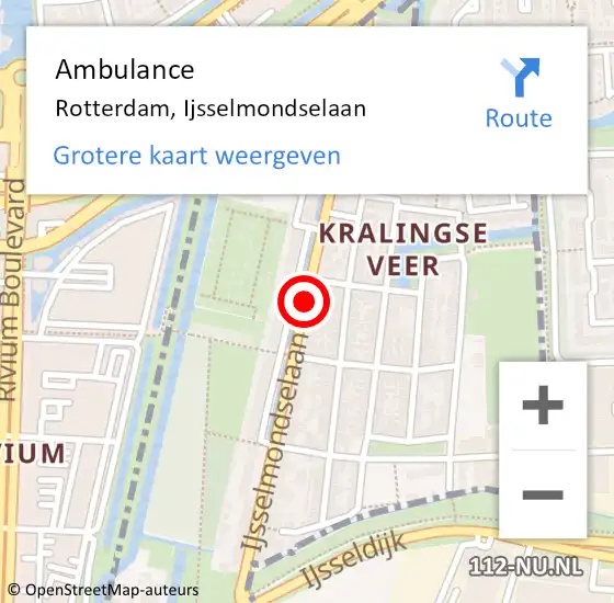 Locatie op kaart van de 112 melding: Ambulance Rotterdam, Ijsselmondselaan op 8 februari 2019 09:37