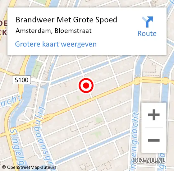 Locatie op kaart van de 112 melding: Brandweer Met Grote Spoed Naar Amsterdam, Bloemstraat op 8 februari 2019 14:58