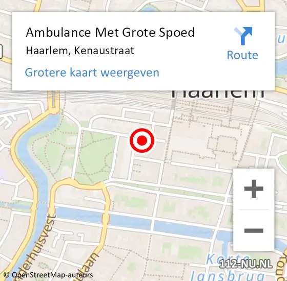 Locatie op kaart van de 112 melding: Ambulance Met Grote Spoed Naar Haarlem, Kenaustraat op 8 februari 2019 15:00