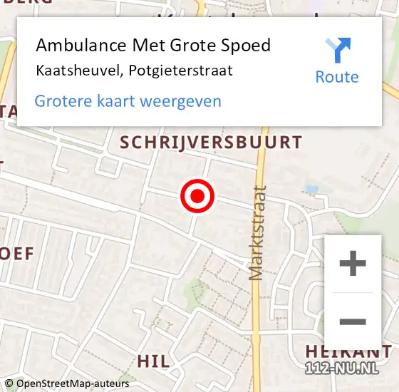 Locatie op kaart van de 112 melding: Ambulance Met Grote Spoed Naar Kaatsheuvel, Potgieterstraat op 9 februari 2019 08:38