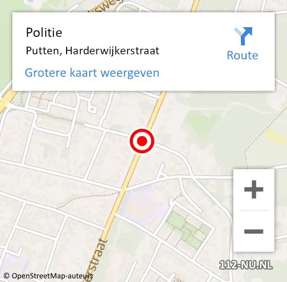 Locatie op kaart van de 112 melding: Politie Putten, Harderwijkerstraat op 9 februari 2019 10:49