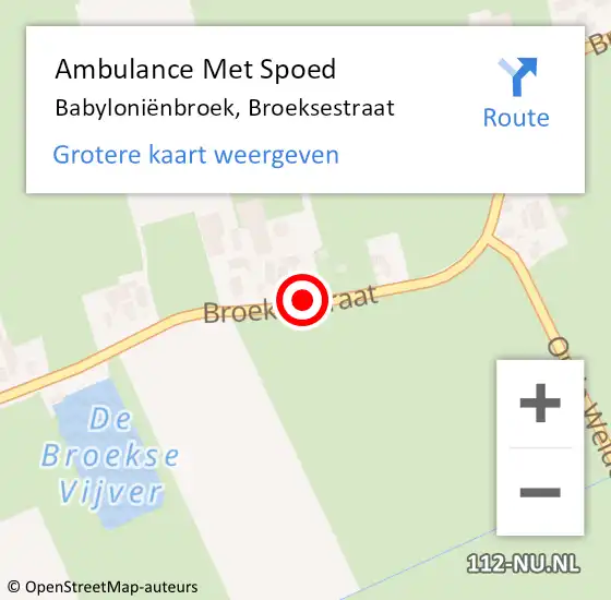 Locatie op kaart van de 112 melding: Ambulance Met Spoed Naar Babyloniënbroek, Broeksestraat op 9 februari 2019 10:50