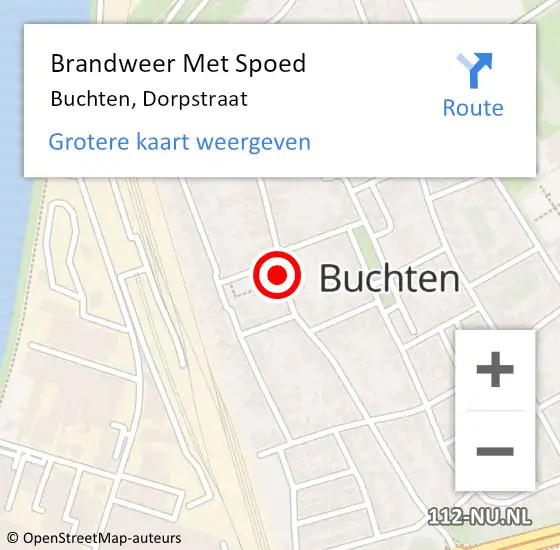 Locatie op kaart van de 112 melding: Brandweer Met Spoed Naar Buchten, Dorpstraat op 9 februari 2019 15:09