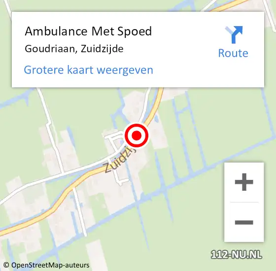 Locatie op kaart van de 112 melding: Ambulance Met Spoed Naar Goudriaan, Zuidzijde op 9 februari 2019 16:38