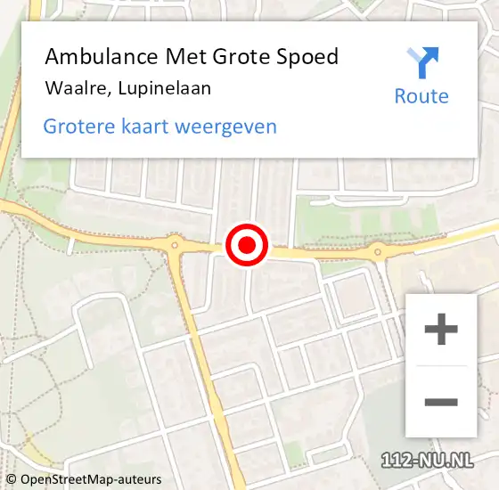 Locatie op kaart van de 112 melding: Ambulance Met Grote Spoed Naar Waalre, Lupinelaan op 9 februari 2019 18:35