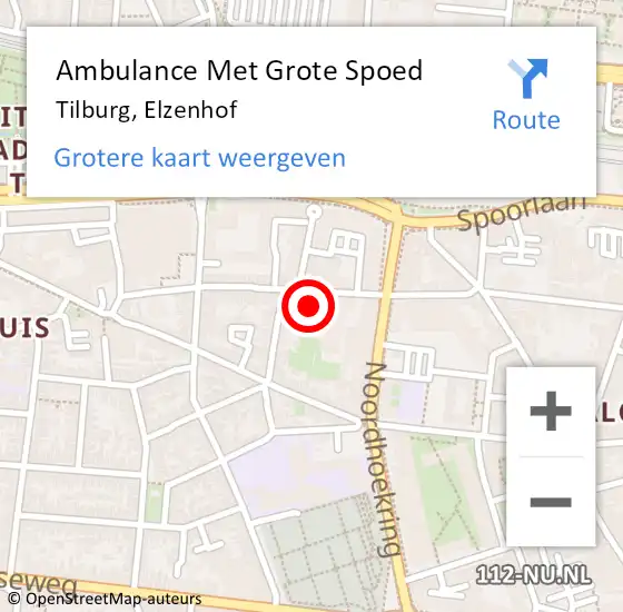 Locatie op kaart van de 112 melding: Ambulance Met Grote Spoed Naar Tilburg, Elzenhof op 9 februari 2019 18:40