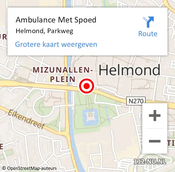 Locatie op kaart van de 112 melding: Ambulance Met Spoed Naar Helmond, Parkweg op 10 februari 2019 01:03