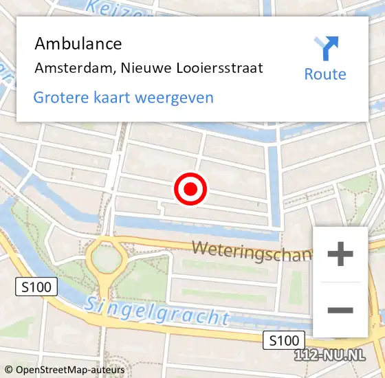 Locatie op kaart van de 112 melding: Ambulance Amsterdam, Nieuwe Looiersstraat op 10 februari 2019 07:38