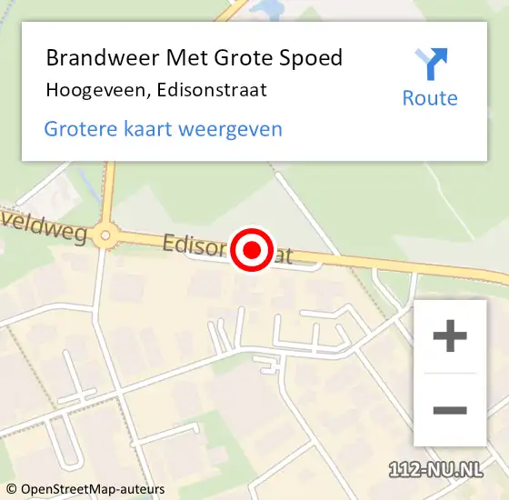 Locatie op kaart van de 112 melding: Brandweer Met Grote Spoed Naar Hoogeveen, Edisonstraat op 10 februari 2019 08:34