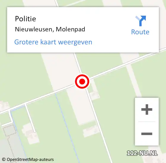 Locatie op kaart van de 112 melding: Politie Nieuwleusen, Molenpad op 10 februari 2019 16:10
