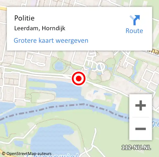 Locatie op kaart van de 112 melding: Politie Leerdam, Horndijk op 10 februari 2019 16:56