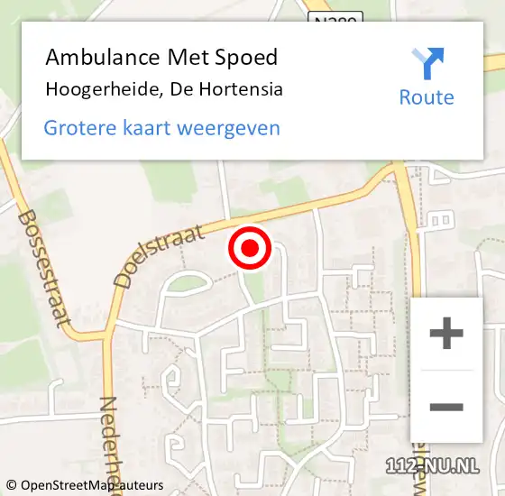 Locatie op kaart van de 112 melding: Ambulance Met Spoed Naar Hoogerheide, De Hortensia op 10 februari 2019 17:02