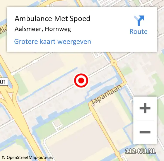 Locatie op kaart van de 112 melding: Ambulance Met Spoed Naar Aalsmeer, Hornweg op 10 februari 2019 18:20