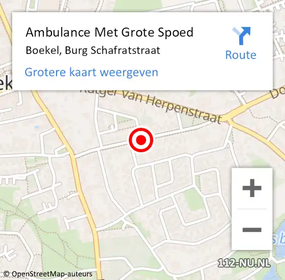 Locatie op kaart van de 112 melding: Ambulance Met Grote Spoed Naar Boekel, Burg Schafratstraat op 10 februari 2019 18:38