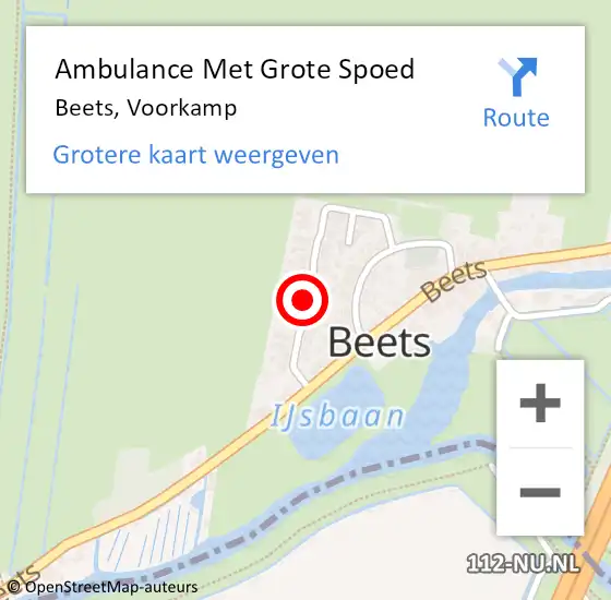 Locatie op kaart van de 112 melding: Ambulance Met Grote Spoed Naar Beets, Voorkamp op 10 februari 2019 19:49