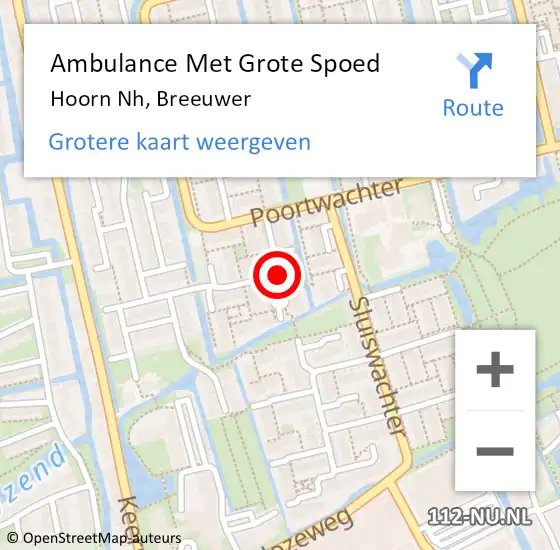 Locatie op kaart van de 112 melding: Ambulance Met Grote Spoed Naar Hoorn Nh, Breeuwer op 11 februari 2019 00:06