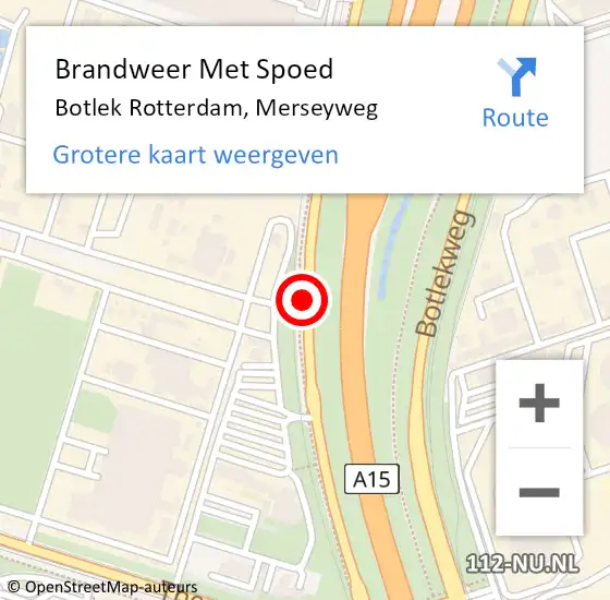 Locatie op kaart van de 112 melding: Brandweer Met Spoed Naar Botlek Rotterdam, Merseyweg op 11 februari 2019 00:38